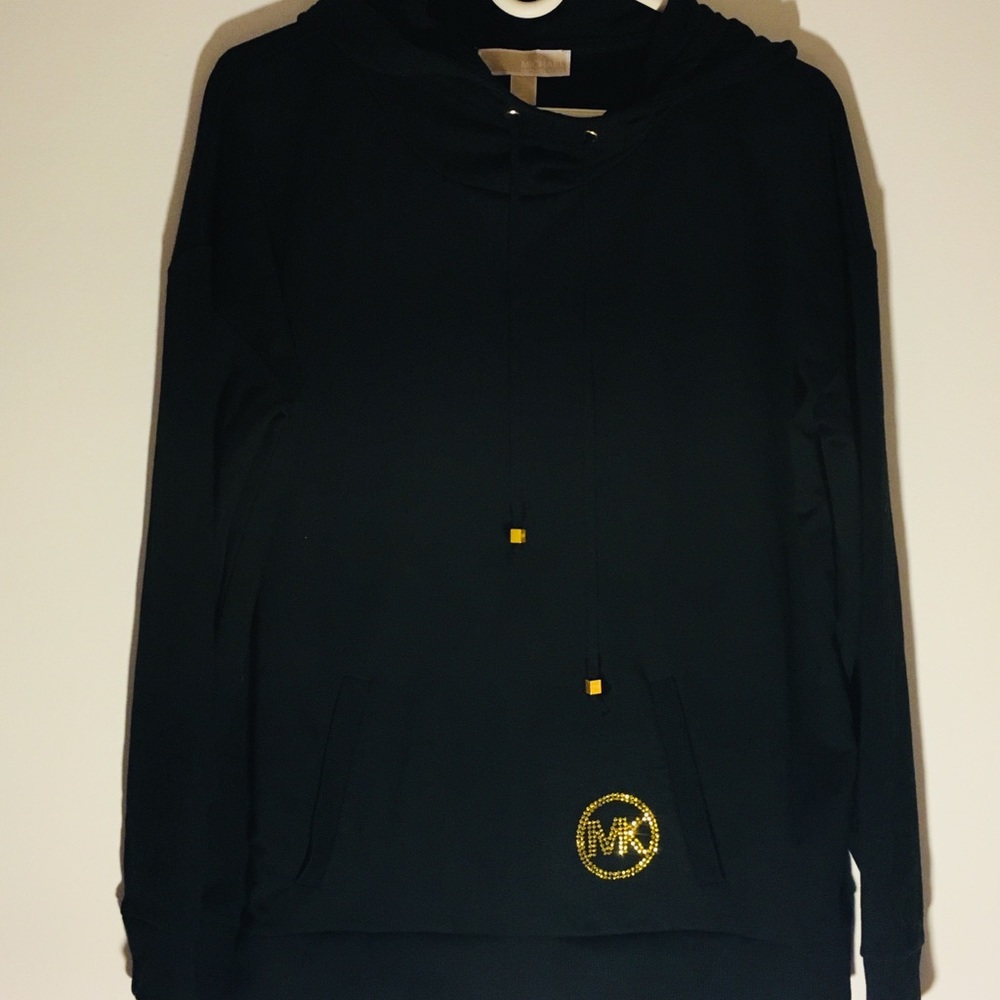 NWT Michael Kors Womens Black Hoodie Pullover